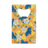 Gelbe Erdbeeren auf Orange Geldbeutel Flaschenöffner (Rückseite)