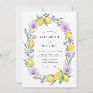 Gelbe erfrischende mediterrane Hochzeit Einladung
