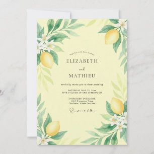 Gelbe erfrischende Zitrusplantage Hochzeit Einladung