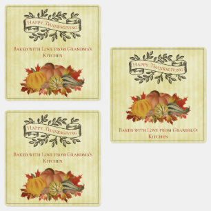 Gelbe Erntedank Pumpkins und Squash Etiketten