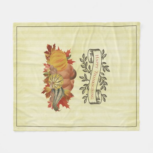 Gelbe Erntedank Pumpkins und Squash Fleecedecke (Vorderseite (Horizontal))