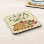 Gelbe Erntedank Pumpkins und Squash Getränkeuntersetzer (Linke Seite)