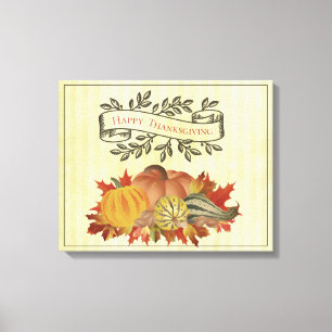 Gelbe Erntedank Pumpkins und Squash Leinwanddruck