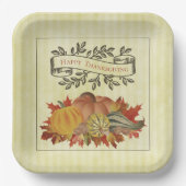 Gelbe Erntedank Pumpkins und Squash Pappteller (Vorderseite)