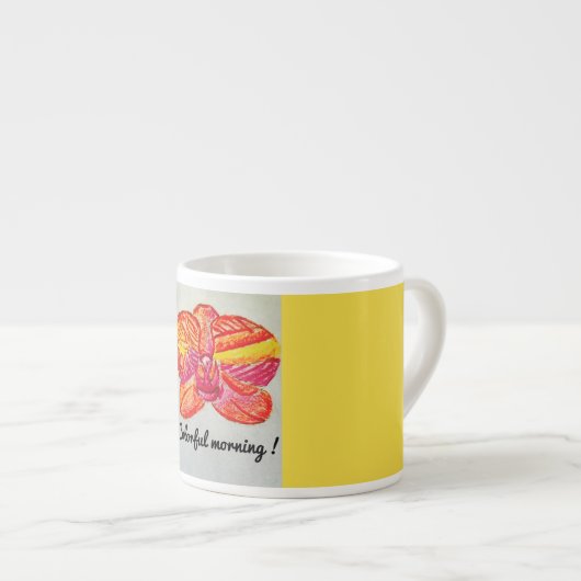 Gelbe Espressoorchideenschale Espressotasse (Vorderseite Rechts)