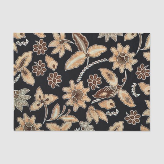 Gelbe Exotic Floral Stickerei Decoupage Seidenpapier (Vorderseite)