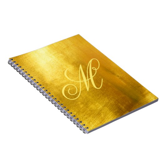 Gelbe Extravagante Monogram Shiny Imitate Goldfoli Notizblock (Rechte Seite)