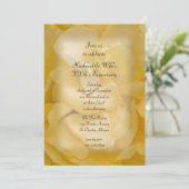 Gelbe Extravagante Rose Hochzeitstag Party Einladung (Stehend Vorderseite)