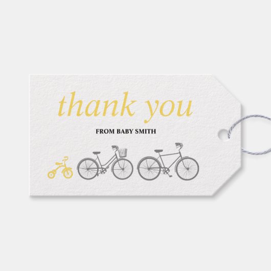 Gelbe Fahrradübergabetags Geschenkanhänger (Vorderseite (Horizontal))