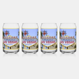 Gelbe Familie Las Vegas Nevada Willkommensschild Dosenglas