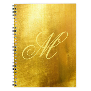 Gelbe Fancy-Monogramm Glänzende Faux-Goldfolie Notizblock