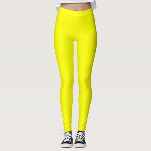 Gelbe Farbe Einfarbig Leggings (Vorderseite)
