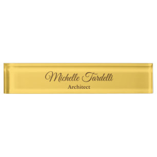 Gelbe Farbe Minimalistisch Moderne Skriptkalligrap Namensplakette