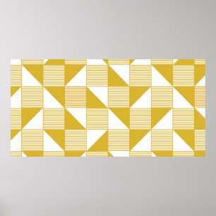 Gelbe Farbe mit dreieckiger Form und Linien auf we Poster