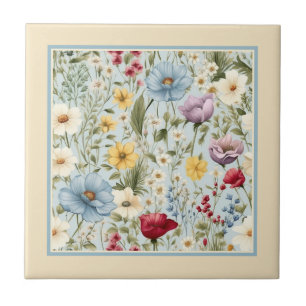 Gelbe Farbe mit zartem Blumenmuster Fliese