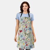 Gelbe Farbe mit zartem Blumenmuster Schürze (Getragen)
