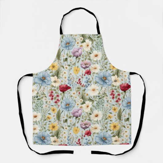 Gelbe Farbe mit zartem Blumenmuster Schürze (Vorderseite)