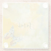 Gelbe Farbe Monogramm Name Gefärbte Krawatte Butte Glasuntersetzer (Rückseite)