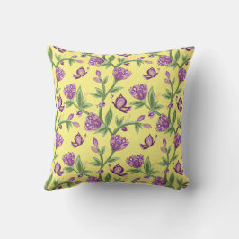 Gelbe Farben, lila Schmetterlingskissen Kissen