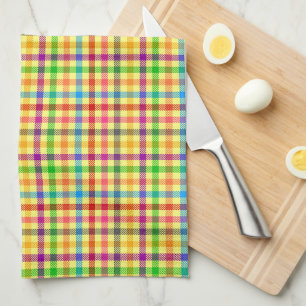 Gelbe farbenfrohe Gingham-Karo-Muster Geschirrtuch