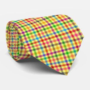 Gelbe farbenfrohe Gingham-Karo-Muster Krawatte