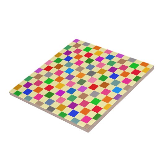 Gelbe farbenfrohe karierte Muster Fliese (Seite)