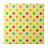 Gelbe farbenfrohe Regenbogen-Punkte-Design Fliese (Vorderseite)