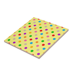Gelbe farbenfrohe Regenbogen-Punkte-Design Fliese
