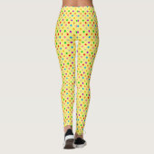 Gelbe farbenfrohe Regenbogen-Punkte-Design Leggings (Rückseite)