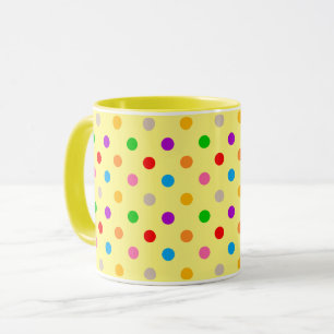 Gelbe farbenfrohe Regenbogen-Punkte-Design Tasse