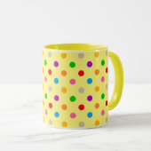 Gelbe farbenfrohe Regenbogen-Punkte-Design Tasse (VorderseiteRechts)