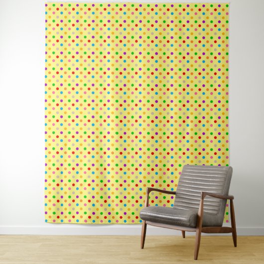 Gelbe farbenfrohe Regenbogen-Punkte-Design  Wandteppich (Beispiel)