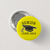 GELBE FARBENSENIOR-KLASSE 2024 ABSCHLUSS BUTTON (Vorne & Hinten)