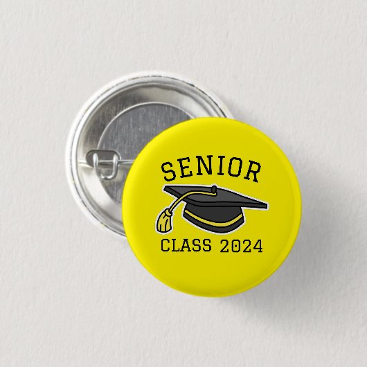 GELBE FARBENSENIOR-KLASSE 2024 ABSCHLUSS BUTTON (Vorne & Hinten)