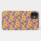 Gelbe Farbgestaltung auf Rosa Case-Mate iPhone Hülle (Rückseite (Horizontal))