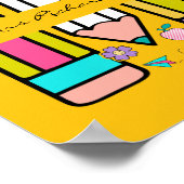 Gelbe Farbige Lehrerin Cartoon Bleistift-Poster Poster (Ecke)