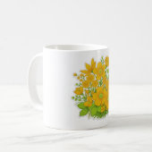 Gelbe Farbkunst im Blumenmusterdesign Kaffeetasse (Vorderseite Links)