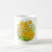 Gelbe Farbkunst im Blumenmusterdesign Kaffeetasse (Mittel)