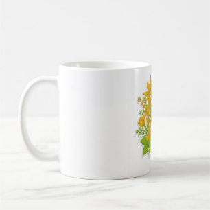 Gelbe Farbkunst im Blumenmusterdesign Kaffeetasse