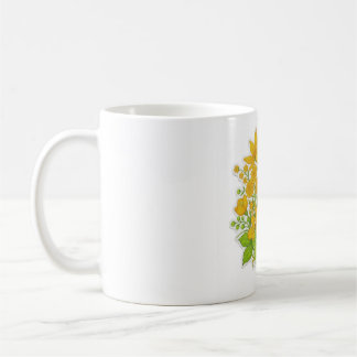 Gelbe Farbkunst im Blumenmusterdesign Kaffeetasse