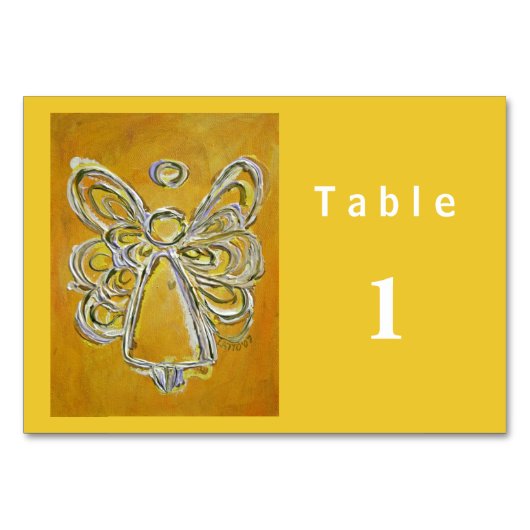 Gelbe Farbserie Engel Custom Table Cards Tischnummer (Vorderseite)