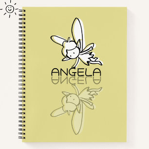 Gelbe Feen-Reflektions-Doodle mit individuellem Na Notizblock