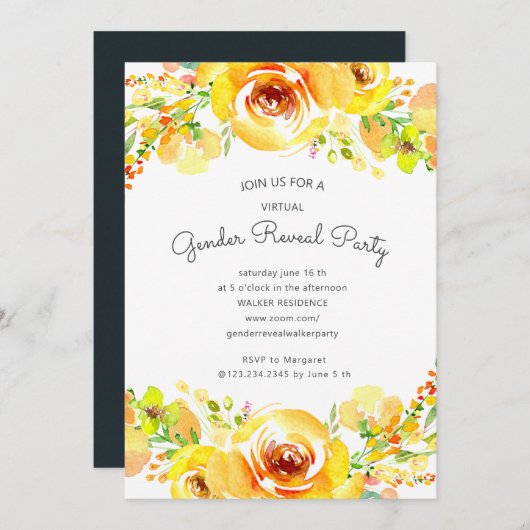 Gelbe Felder Blumengeschlecht offenbaren Party (Vorne/Hinten)