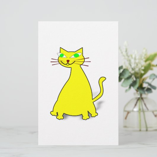 Gelbe Fett-Katze Briefpapier (Stehend Vorderseite)