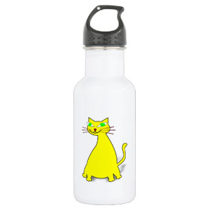 Gelbe Fett-Katze Edelstahlflasche