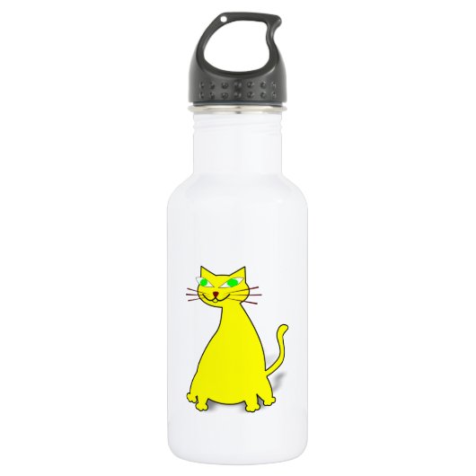 Gelbe Fett-Katze Edelstahlflasche (Vorderseite)