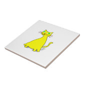 Gelbe Fett-Katze Fliese (Seite)