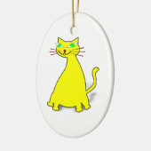 Gelbe Fett-Katze Keramik Ornament (Links)
