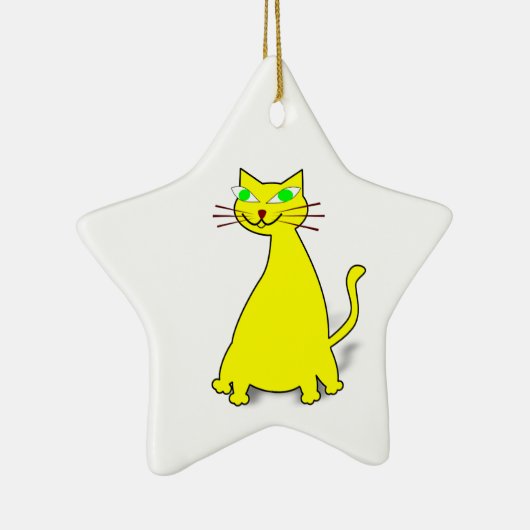 Gelbe Fett-Katze Keramik Ornament (Rechts)