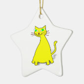 Gelbe Fett-Katze Keramik Ornament (Links)